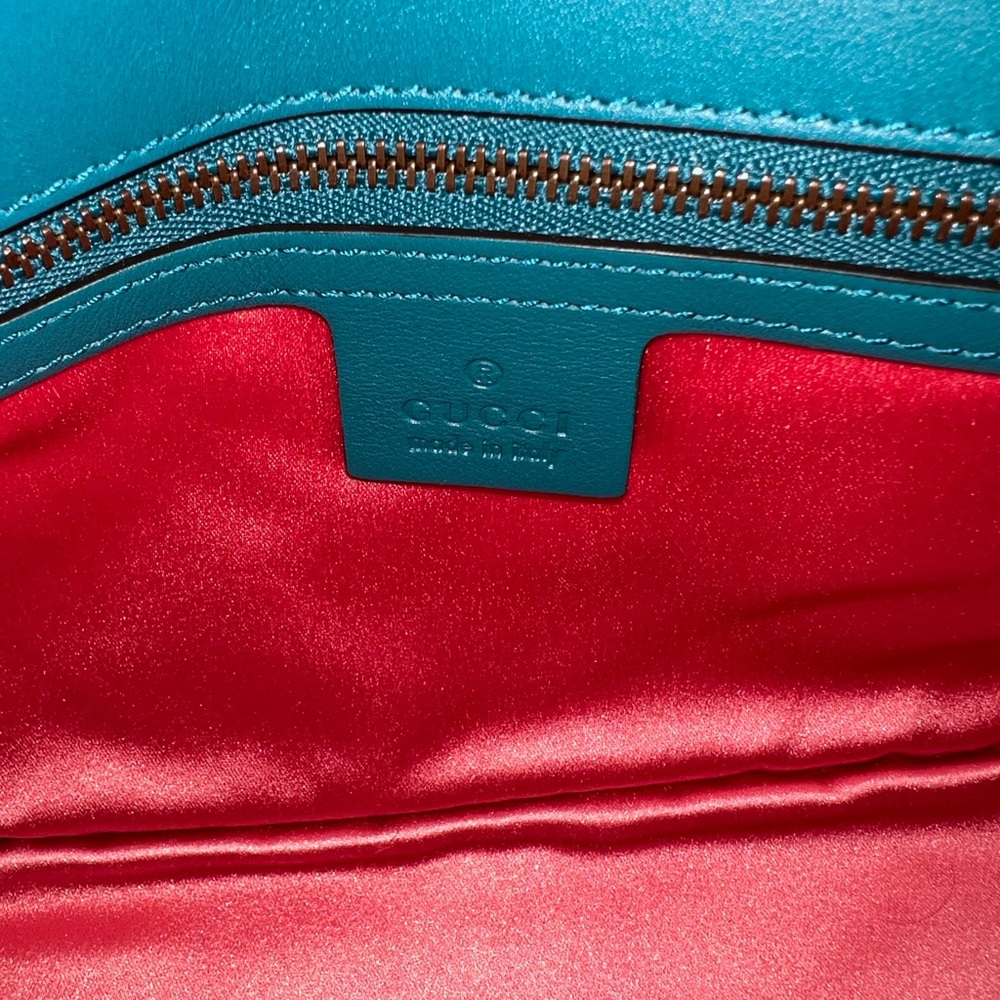 Gucci Marmont Teal Velvet Embellished Limited Editiom Bag Chain Deer - Picture 10 of 13